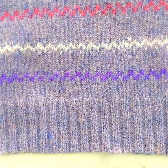 Handmade by me, wool blended short sleeve sweater w/multi color stripe patterns. - Picture 4 of 4